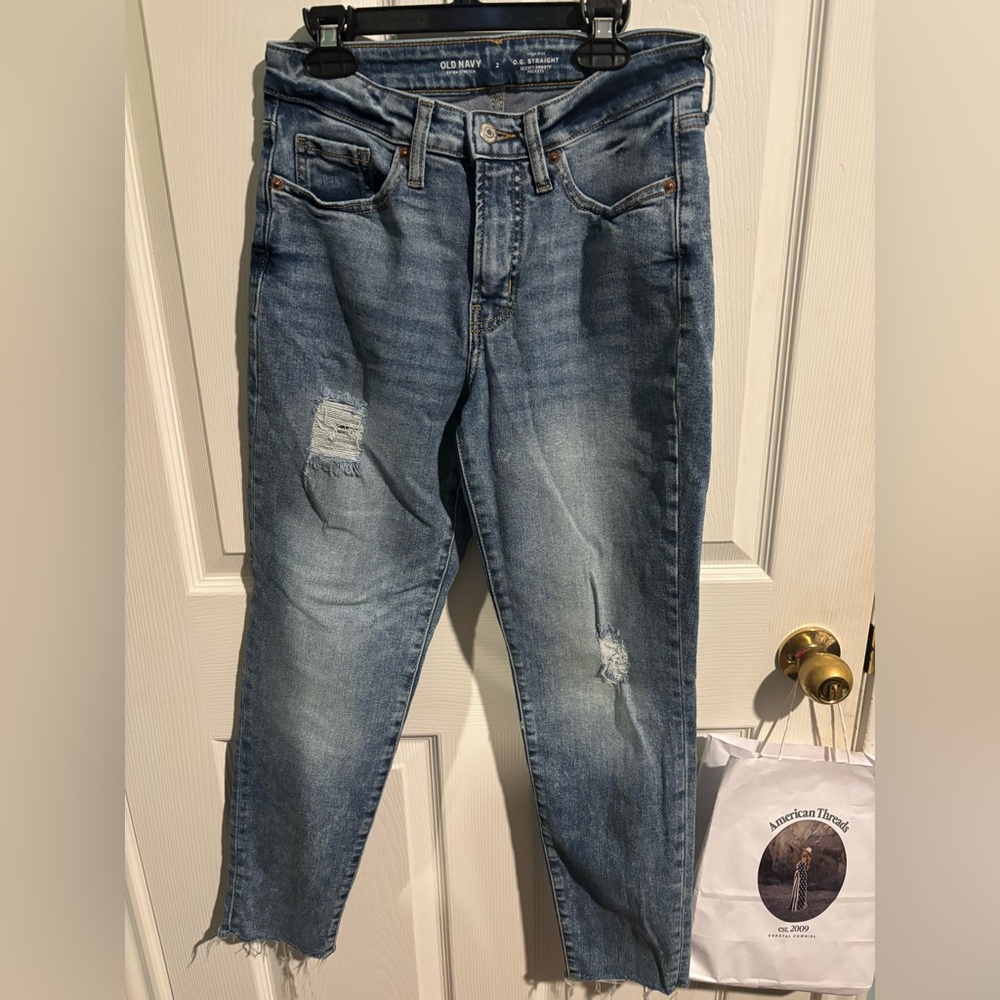 Old Navy Women’s High Rise Straight Leg Light Blue Jeans